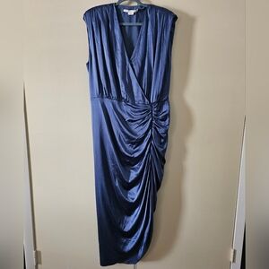 Veronica Beard Asymmetrical Cornflower Blue Stretch Silk Dress. NWOT. Size 16